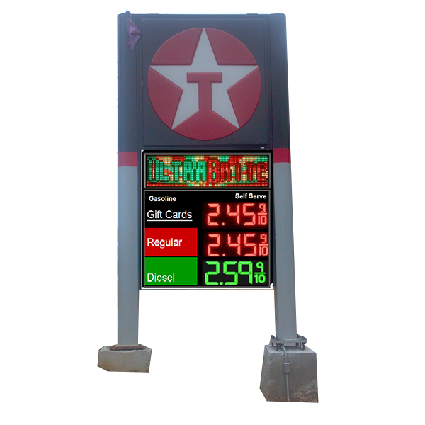 12 inch red and green LED gas sign in installation spot